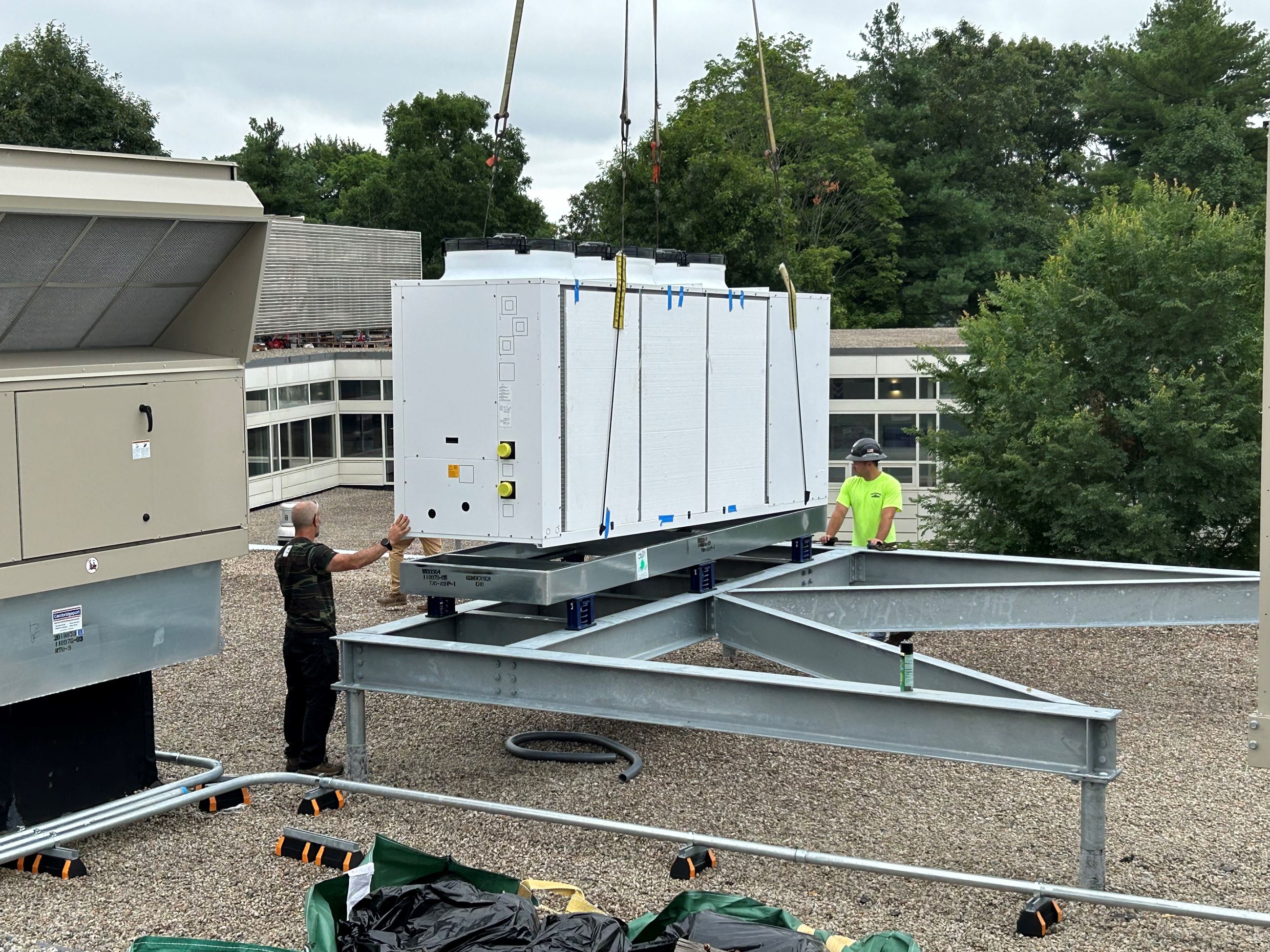 Air Source Heat Pump placed on the Eliot roof.